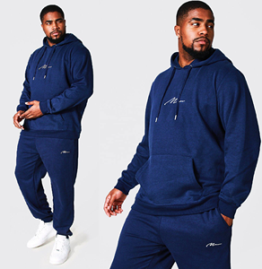 Conjunto de 2 piezas de Sudadera con capucha para hombre, jersey con logotipo bordado personalizado, talla grande, 380 gsm, chándal - Product Image 6