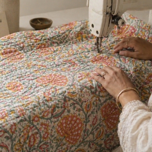 Hand Block Printed <b>Mini</b> Duffle <b>Bag</b> Quilted Cotton Boho Weekender Travel <b>Bag</b> Handmade Ethnic Overnight <b>Gym</b> Carry Stylish - Product Image 3