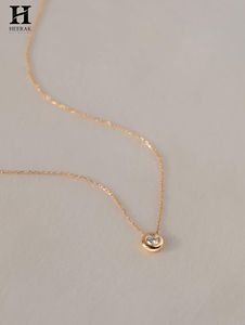 Pendentif solitaire élégant serti de diamants, or 14 carats, collier minimaliste avec diamant rond pour femme, bijoux fins pour tous les jours - Product Image 3