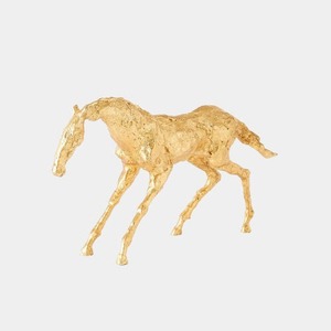 Sculpture de cheval doré, figurine d'animal plaquée or faite à la main, décoration de table, art contemporain pour salon - Product Image 4