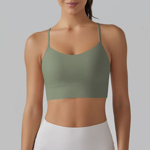 Fabricant de soutiens-gorge de sport personnalisés, extensibles, respirants, unis pour femmes, séchage rapide, nylon, élasthanne, OEM, hauts de sport, gym, yoga, fitness, vêtements de sport - Product Image 3