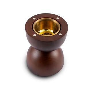 Cazoleta de Narguile de Madera y Latón, Accesorio Tradicional para Fumar, Base de Madera Duradera, Inserto Metálico Dorado, Resistente al Calor, Portátil, de Moda - Product Image 1