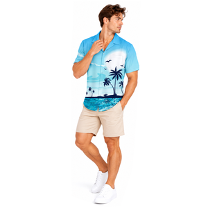 Chemise de camping pour hommes, imprimé intégral, légère, tenue de villégiature, mode personnalisée, vêtements de voyage d'été, chemises de plage - Product Image 5