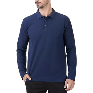 Polo de manga larga para hombre con lavado vintage, acabado suave al tacto para un estilo casual y comodidad relajada en la temporada de transición. - Product Image 2