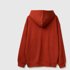เสื้อฮู้ดดี้สีแดงทรงโอเวอร์ไซส์สำหรับผู้ชาย สีพื้น สวมใส่สบายๆ ในฤดูใบไม้ร่วง ผลิตจากผ้าฝ้ายถัก 100% ทรงปกติ - Product Image 5