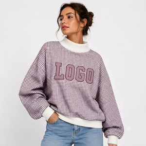 Sudadera suelta y holgada de invierno para mujer, larga, de felpa, con efecto tie-dye frontal, cuello simulado, bordado, ecológica, estilo urbano informal. - Product Image 1