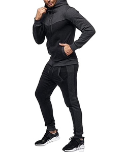 Chándal con Capucha para Hombre, Diseño Color Block en Blanco y Negro, Estilo Deportivo Casual, Material de Poliéster y Algodón, Estilo Otoñal - Product Image 5
