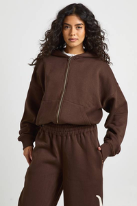 Fashionable <b>Women</b> <b>Fleece</b> Solid Hooded Winter Sweatshirts Long Sleeve Drawstring Pockets Loose Zipper Front <b>Black</b> Hoodie - Product Image 4