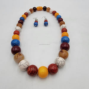 Collar de cuentas de resina étnica más vendido para mujer diseño geométrico de moda para fiestas de boda - Product Image 3