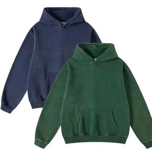 Sudadera con Capucha para Hombre, Estilo Vintage, Lavado Ácido, Color Sólido, con Bolsillo con Patrón Geométrico, Sudadera con Capucha Cálida para Otoño - Product Image 1
