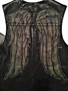 Chaleco de Motociclista de Cuero Genuino Daryl Dixon Walking Dead Wing para Hombre, Chaleco de Motociclista con Espacio Oculto para Portar Objetos - Product Image 3