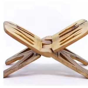 Support de livre pliable en bois Rehal avec panneaux découpés sculptés, design en forme de X, fait main, support durable pour Coran et textes sacrés - Product Image 2