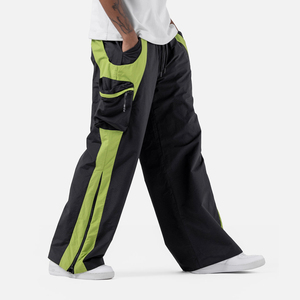 Wholesale High Quality <b>Men's</b> Nylon Track Pants Straight <b>Wide</b> <b>Leg</b> Zipper Breathable Streetwear Casual Sports <b>Trousers</b> - Product Image 5