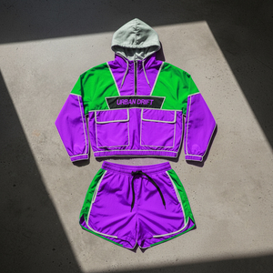 Polyester Fabric <b>Women</b> Wear Windbreaker Summer Shorts Set Custom Logo Breathable Windbreaker Shorts Set - Product Image 6