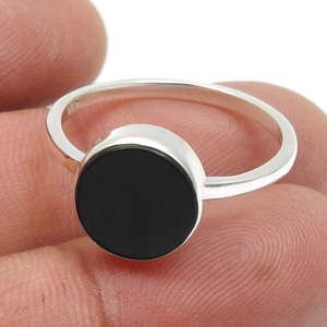 Round Cut Black Onyx Cocktail <b>Statement</b> <b>Ring</b> Made of 925 Sterling <b>Silver</b> Handmade Bohemian Jewelry Available At Reasonable Price - Product Image 5