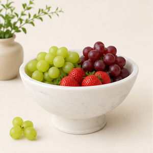 Cuenco de Pedestal de Mármol Blanco Hecho a Mano al por Mayor, Cuenco de Frutas de Piedra Natural Minimalista de Lujo para Encimera de Cocina y Mesa de Comedor - Product Image 6
