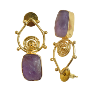Pendientes de Amatista al por Mayor de Laxmi Jewellers, Chapados en Oro de 18K, con Engaste de Bisel en Forma de Gota de Agua, Piedra Natural, Proveedor de Joyería al por Mayor - Product Image 3