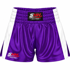 SHH Industries Muay Thai <b>Shorts</b> Lightweight Breathable 100% Polyester Purple White Custom Fight Mixed Martial Arts Training Gear - Product Image 1