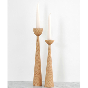 Ensemble de 2 porte-bougies en bois, design éco-responsable, fabrication artisanale indienne, style classique vintage, logo personnalisé - Product Image 1