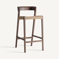 Tabouret de bar en teck de qualité supérieure, siège en tissu doux, dossier incurvé, design moderne et luxueux, résistant à l'eau, écologique, pour bar à domicile, salon