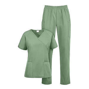 Nouvel arrivage : Ensemble de blouses d'infirmière pour femmes, taille personnalisée, fabricant OEM, tissu doux, haut à manches courtes, pantalon élastique, pour hôpital - Product Image 1