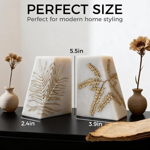 Latest design White Marble bookends gold leaf <b>book</b> <b>ends</b> heavy duty bookend decorative shelf decor - Product Image 2