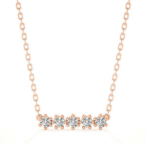 0.50 CT Lab Grown Diamond 5 Stone Bar <b>Necklace</b> 14K Rose Gold Minimalist Diamond Bar <b>Necklace</b> Gift for Her Jewelry - Product Image 1