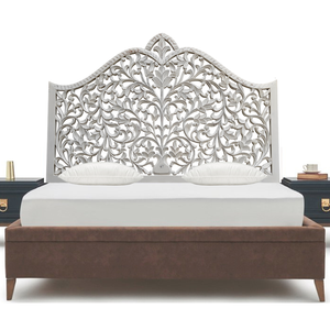 Cabecero de Cama de Madera Tallada con Diseño de Hoja de Texas Blanca, Estilo Bohemio, Tamaño King Size, de Madera Ingenierizada, para Colgar en la Pared - Product Image 2