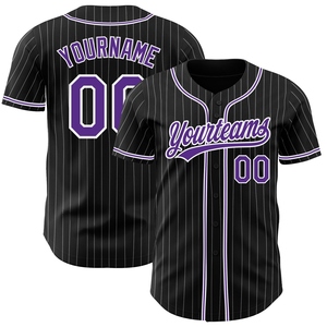 Maillot de baseball authentique OMMIZ INDUSTRY personnalisé noir, violet et blanc, à pois 3D abstraits et scintillants, le plus vendu en gros - Product Image 5