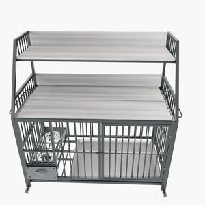 Jaula Grande de Doble Capa para Mascotas con Cajones de Acero Inoxidable para Comida y Agua, Estante de Hierro y Estante de Almacenamiento para Familias con Múltiples Mascotas - Product Image 2