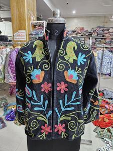 Veste en coton brodée à la main à motifs floraux pour femme, manches longues, col rabattu, style Prairie Chic, longueur normale, CADEAU - Product Image 6