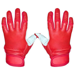 Custom Red <b>White</b> Leather Baseball Batting Gloves Breathable Palm Anti Slip Grip Adjustable Wrist Strap Lightweight Quick-Dry - Product Image 2
