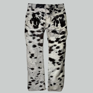 Pantalon décontracté pour homme à motif en cuir de vachette imprimé, taille mi-haute, fermeture boutonnée avec poches - Product Image 6