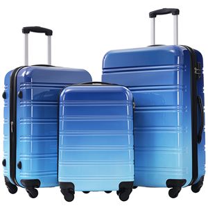 Set di valigetta rigida colore sfumato 3 pezzi per valigia espandibile Spinner ruote TSA lucchetto leggero 20 "blu chiaro blu - Product Image 1