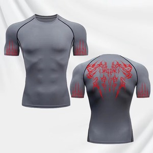 Custom Logo Rashguard Compression Shirt Long Sleeve Moisture Wicking Breathable Fabric for MMA BJJ <b>Surfing</b> Training RashGaurd - Product Image 2