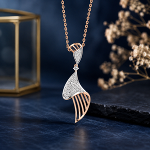 Colgante de compromiso de lujo con diamante cultivado en laboratorio, diseño de onda abstracta, para mujer, en oro de 10K/14K/18K chapado en rodio y plata 925/935 - Product Image 1