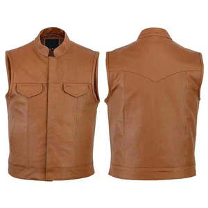 Luxurious High Quality Outdoor Genuine <b>Mens</b> Leather <b>Vest</b> Breathable Winter Warm Waterproof Quick Dry Casual Solid Color Custom - Product Image 2