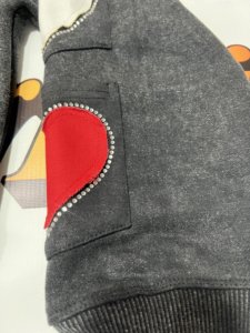 Hoodie zippé en coton French Terry pour homme, entièrement personnalisé, broderie, coupe ample, effet délavé, style streetwear, strass. - Product Image 2