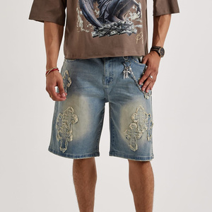 2026 Custom <b>Patches</b> Logo <b>Men</b> Denim <b>Shorts</b> With Custom Denim <b>Shorts</b> Applique Embroidery Design <b>Shorts</b> - Product Image 5