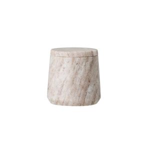Tarro de almacenamiento de piedra de travertino de gran venta, organizador de algodón para baño, tarro rústico de piedra beige, contenedor moderno minimalista para el hogar - Product Image 2