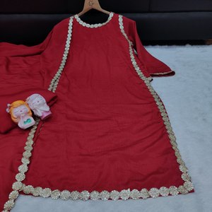Elegante y Moderno Salwar Kameez de Seda China Premium con Dupatta, Mangas Largas, para Fiestas, de Secado Rápido, Tallas M-10XL - Product Image 6