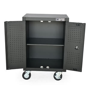 Armoire à outils personnalisable en acier inoxydable de 61 cm avec portes, plan de travail roulant, finition thermolaquée pour garage et atelier - Product Image 5