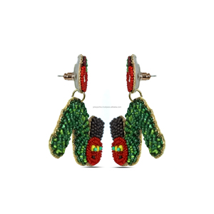 Pendientes de cuentas con diseño de insectos, bordados a mano, diseño de animales, joyería colorida, accesorios de moda, unisex, para fiestas - Product Image 2