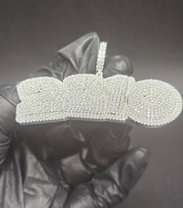 Colgante de Moissanita con Número Personalizado y Letra Inicial, Estilo Hip Hop, para Joyería Fina de Plata de Ley 925, Colgantes y Dijes - Product Image 4