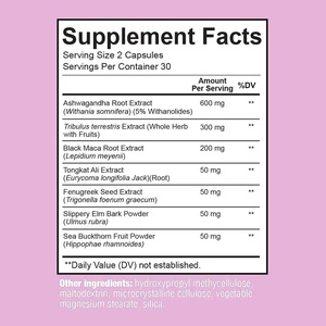 Complément alimentaire de haute qualité pour le soutien de l'hydratation avec Ashwagandha, Tribulus, Racine de Maca, Tongkat Ali en capsules pour la santé féminine - Product Image 5