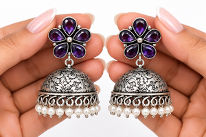 Pendientes Colgantes de Plata Oxidada con Diseño Floral, Estilo Moderno |   Joyería al por Mayor Directamente de Fábrica, Fabricante OEM ODM - Product Image 4