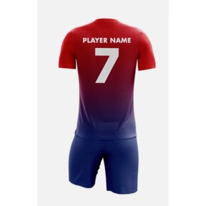 Conjunto de Camiseta de Fútbol Personalizada con Degradado Rojo y Azul, Cuello Redondo, Manga Corta, Poliéster que Absorbe la Humedad, Uniforme Deportivo Masculino para Todas las Temporadas - Product Image 4