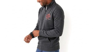 Sweat-shirt en molleton gris foncé pour homme, demi-zip, logo brodé sur le devant, coupe décontractée, idéal pour l'été, séchage rapide, respirant - Product Image 6