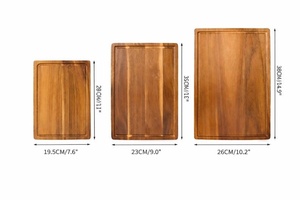Planche à découper rectangulaire en bambou avec poignée, planche à découper en bois naturel, planche à découper en bois d'acacia, bloc de cuisine en acacia naturel - Product Image 5