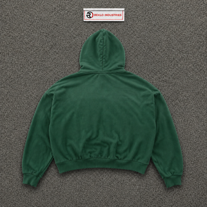 เสื้อฮู้ดซิปผู้ชายสีเขียวแบบกำหนดเอง พิมพ์ลายหัวใจ Love Me ผ้าฟลีซลำลองสำหรับฤดูหนาว สไตล์โมเดิร์นสตรีทแวร์ ทรงโอเวอร์ไซส์ ปักลาย 100% - Product Image 6